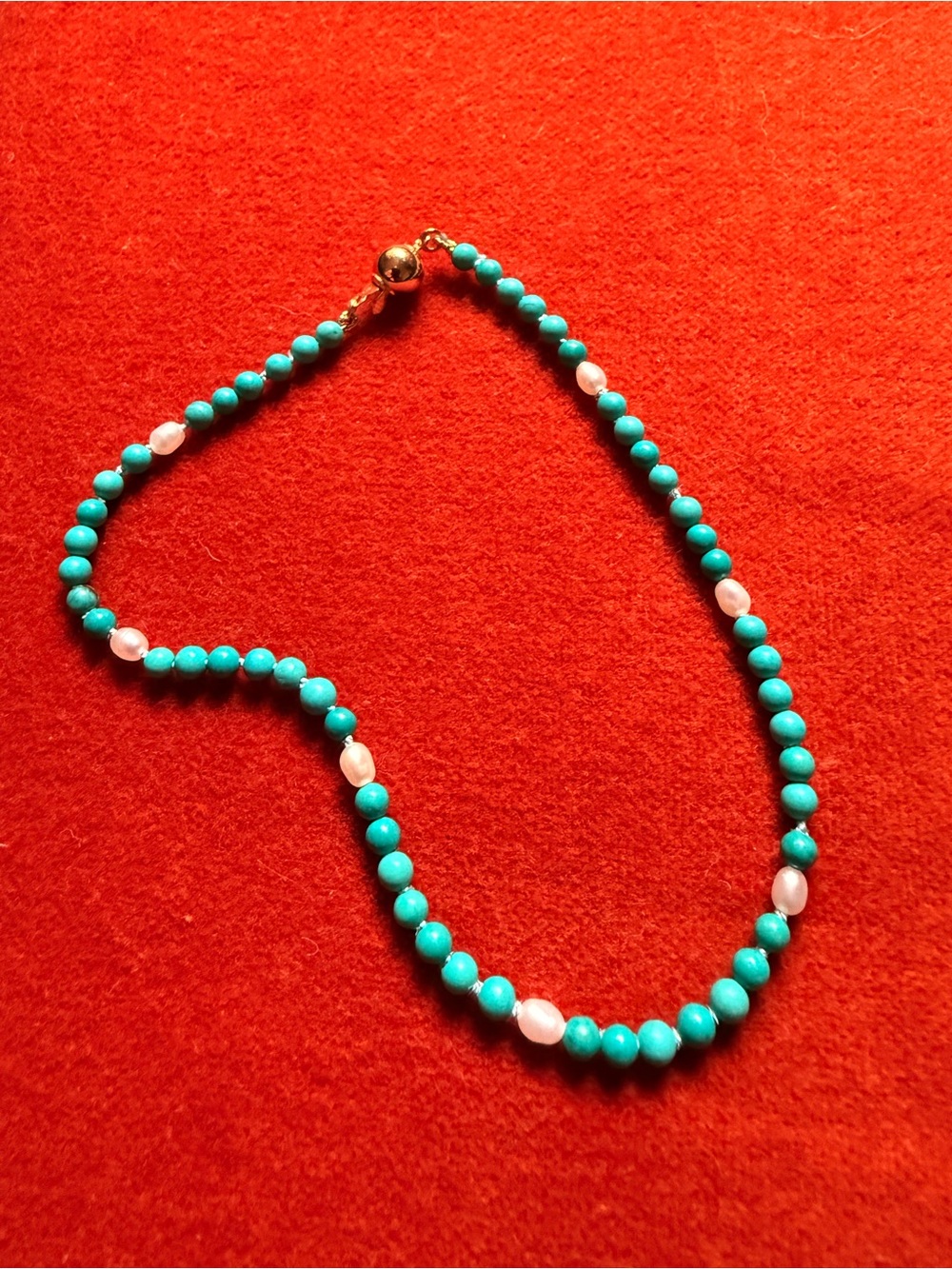 Turquoise + Pearl Anklet ☀️🩵 14K gold filled clasp